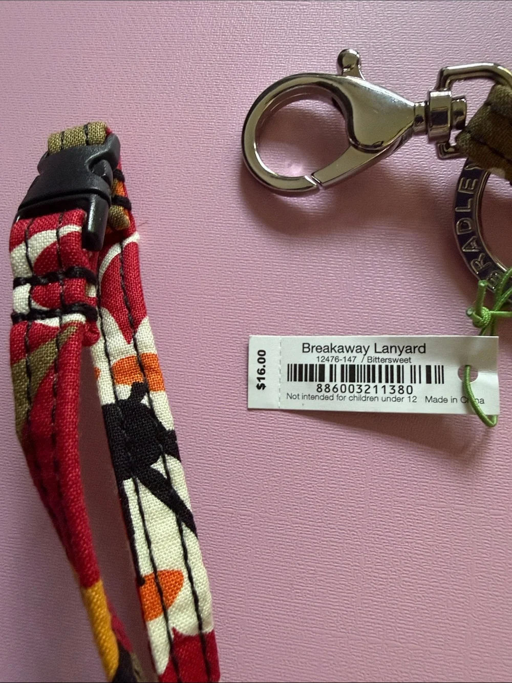 🖤Vera Bradley “Bittersweet ” RETIRED Lanyard Keychain Red, Gold, Orange, Yellow